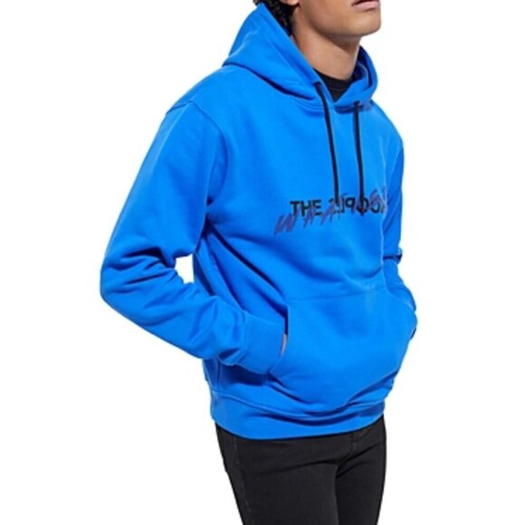 The Kooples Men's Hoodie Large Blue Neoprene, "What Is" Inscription, Heavyweight - Picture 10 of 14